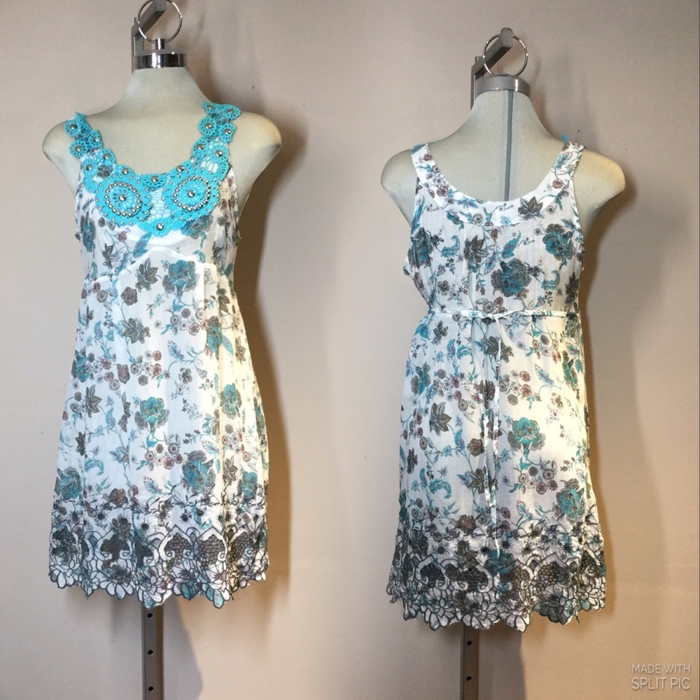 Fariaelli,Luxury Romantic Embroidery Floral Summer Dress.Size L